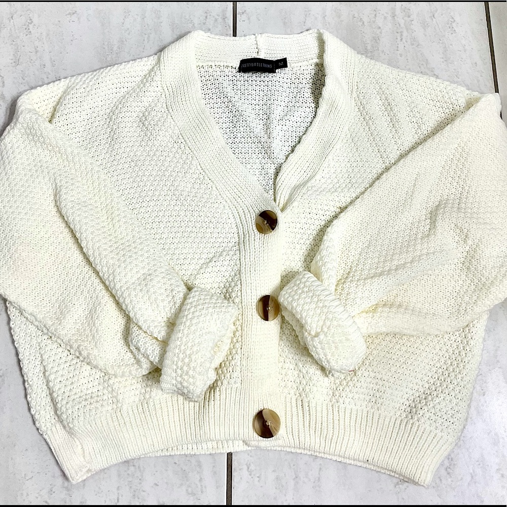 Cream Cardigan from Pretty Little Thing Never Warn